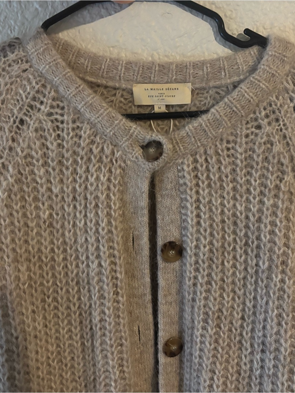 Sezane Emile Cardigan - Light Beige - Cozy Knit Button Cardigan - Picture 2 of 5